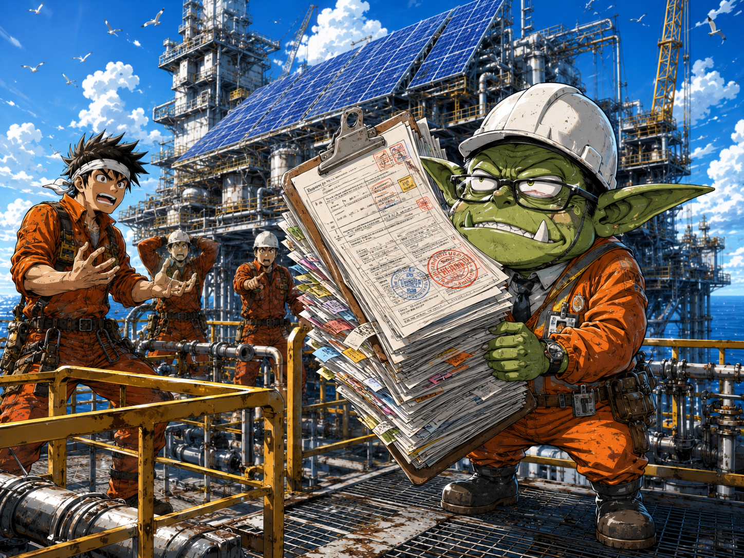 Permit Goblin Offshore Division with giant clipboard
